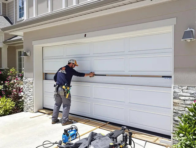 Seven Hills Garage Door Repair team performing complete garage door replacement at Seven Hills residence