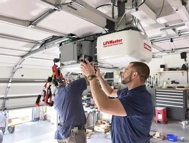 Seven Hills Garage Door Repair technician performing advanced diagnostics on garage opener in Seven Hills