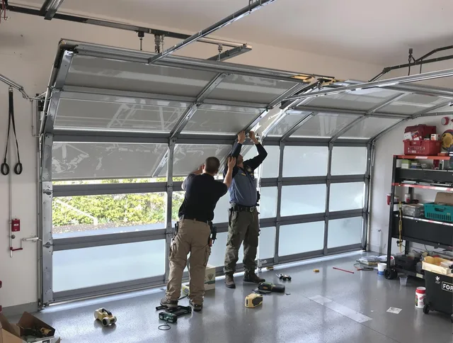 Seven Hills Garage Door Repair expert performing precise panel replacement on Seven Hills garage door